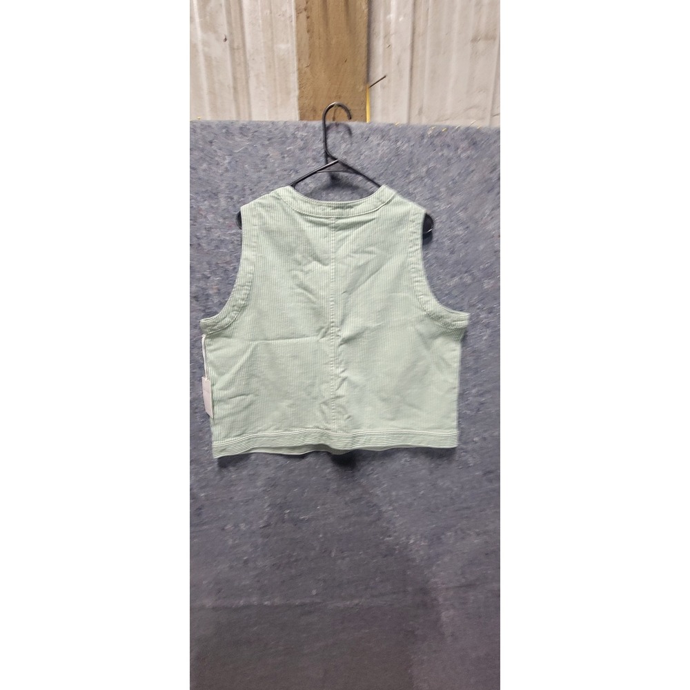 Free Assembly Women's/Unisex button Front Vest/Top Stripe Green/White XL NWT - Picture 7 of 8